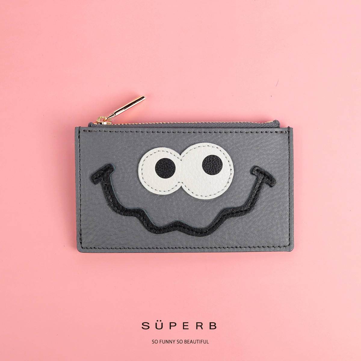 【チャコール/キョロメフラグメント】思わず誰かに見せたくなる/身軽に時短決済♪最軽量のスマート財布/フラグメントケース