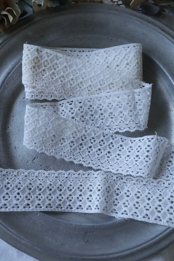 フランス 70㎝ アンティークレース C1046 ホワイト 5枚目の画像