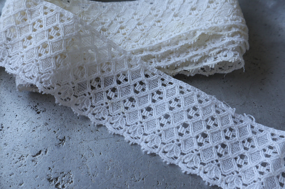 フランス 70㎝ アンティークレース C1046 ホワイト 4枚目の画像