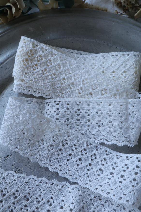 フランス 70㎝ アンティークレース C1046 ホワイト 6枚目の画像