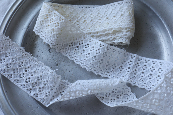 フランス 70㎝ アンティークレース C1046 ホワイト 2枚目の画像