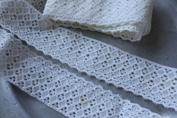 フランス 70㎝ アンティークレース C1046 ホワイト 7枚目の画像