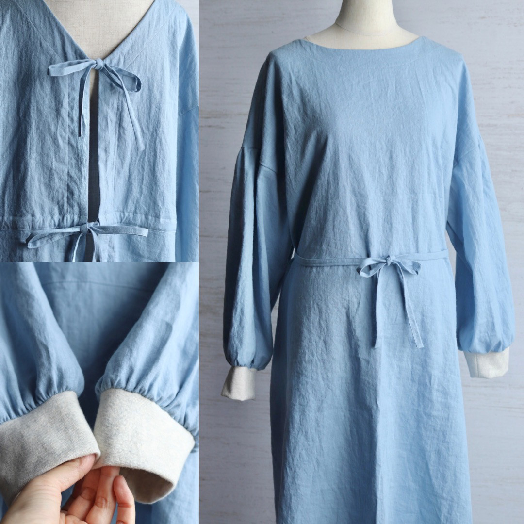 さらっと着れる【ハーフリネン】4wayかっぽう着 大人2サイズ