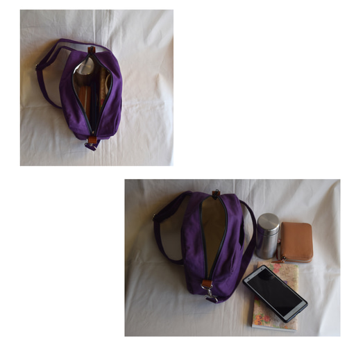 帆布 ポーチ ショルダーバッグ ハンドバッグ ポ 紫 パープル バック