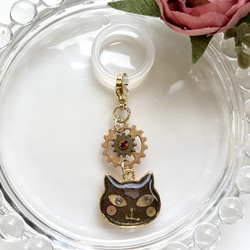 再販 レジン 螺鈿細工風猫ちゃんのネックレス ネックレス