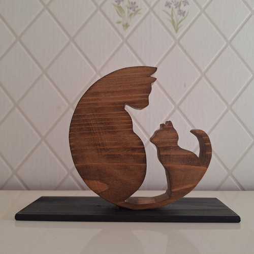 糸鋸木工作品 母子ネコ その他置物 makochin 通販 19417353