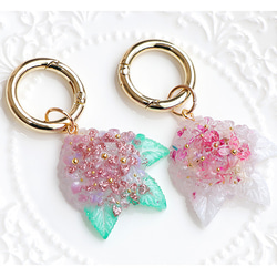 紫陽花 【全５色】 キーホルダー ストラップ 大人かわいい ラメ レジン ミルキーカラー strap-020 3枚目の画像