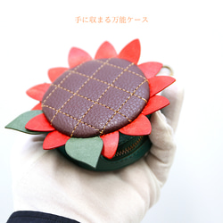 ひまわり 向日葵 かわいい丸型ポーチ 夏の誕生花 チャーム プレゼント 赤色 情熱 憧れ 太陽 置物 ゴルフボールケース 10枚目の画像