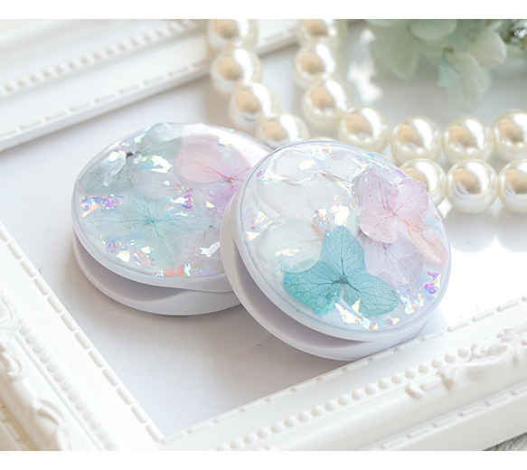 携帯雑貨 スマホリング スマホグリップ 紫陽花 ハーバリウム キラキラ おしゃれ ギフト プレゼント ring-23 7枚目の画像