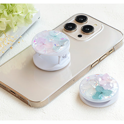 携帯雑貨 スマホリング スマホグリップ 紫陽花 ハーバリウム キラキラ おしゃれ ギフト プレゼント ring-23 4枚目の画像