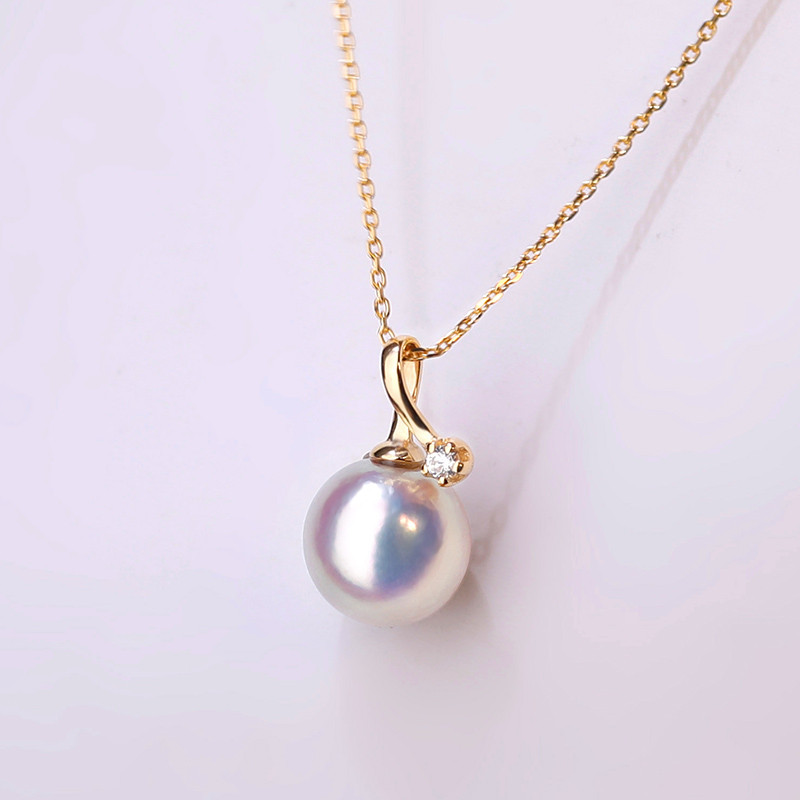 【La Corser】天然日本産7-9.5mmアコヤ真珠ペンダントトップ 18Kゴールド フラワービーズネックレス 鎖骨チェーン