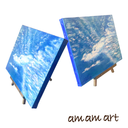 水彩画 いつかの空雲 「 大空 の 龍雲 」 F4号サイズの