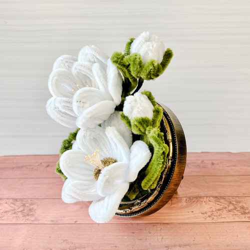 モールフラワー フレームアレンジ 白 アートフラワー ＊ほしそら