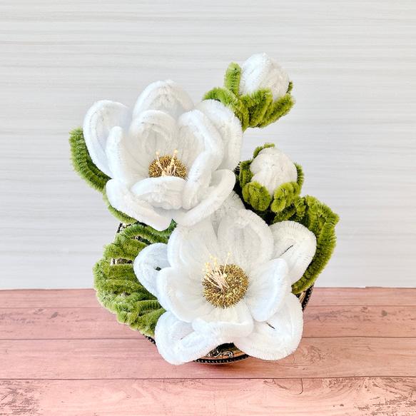 モールフラワー フレームアレンジ 白 アートフラワー ＊ほしそら