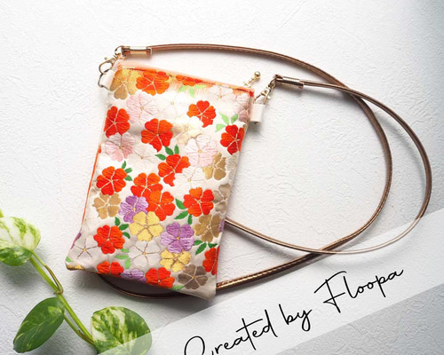 【着物と帯 時流】O619◆アイヌ伝統工芸品 ショルダーバッグ◆ 日本の伝統美を纏う、着物帯から仕立てたスマホショルダーバッグ