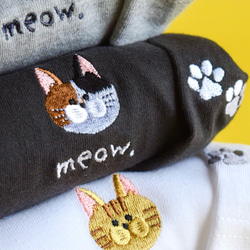 【2025新作】選べる猫29種！ワンポイント猫刺繍Tシャツ【スミクロ】コットン うちの子 メンズ レディース ブラック 17枚目の画像