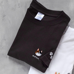 【2025新作】選べる猫29種！ワンポイント猫刺繍Tシャツ【スミクロ】コットン うちの子 メンズ レディース ブラック 14枚目の画像