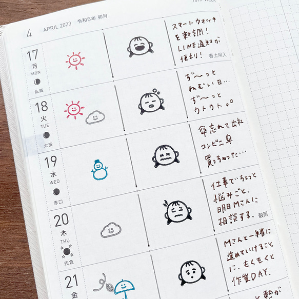 peppoko アイコンスタンプ 天気セット（a-209）はんこ ハンコ スケジュール かわいい 5枚目の画像