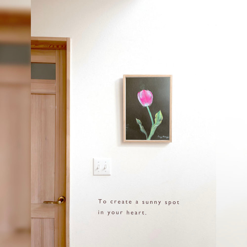 一輪のチューリップ 【原画/A3/アクリル】絵画 インテリアアート