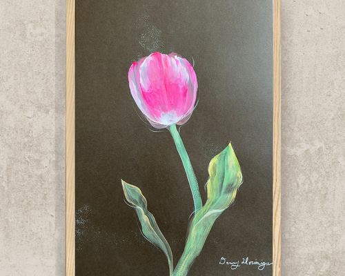 一輪のチューリップ 【原画/A3/アクリル】絵画 インテリアアート