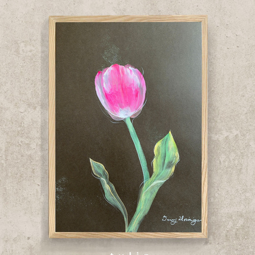 油絵 チューリップ チューリップ油絵DIYキャンバス手描きフローラルアート - He taoyuan
