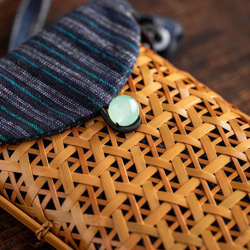 手作り竹編みスマホポーチ｜籠 かご バッグ 職人手作 自然素材