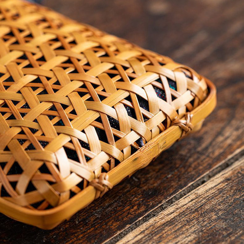 手作り竹編みスマホポーチ｜籠 かご バッグ 職人手作 自然素材