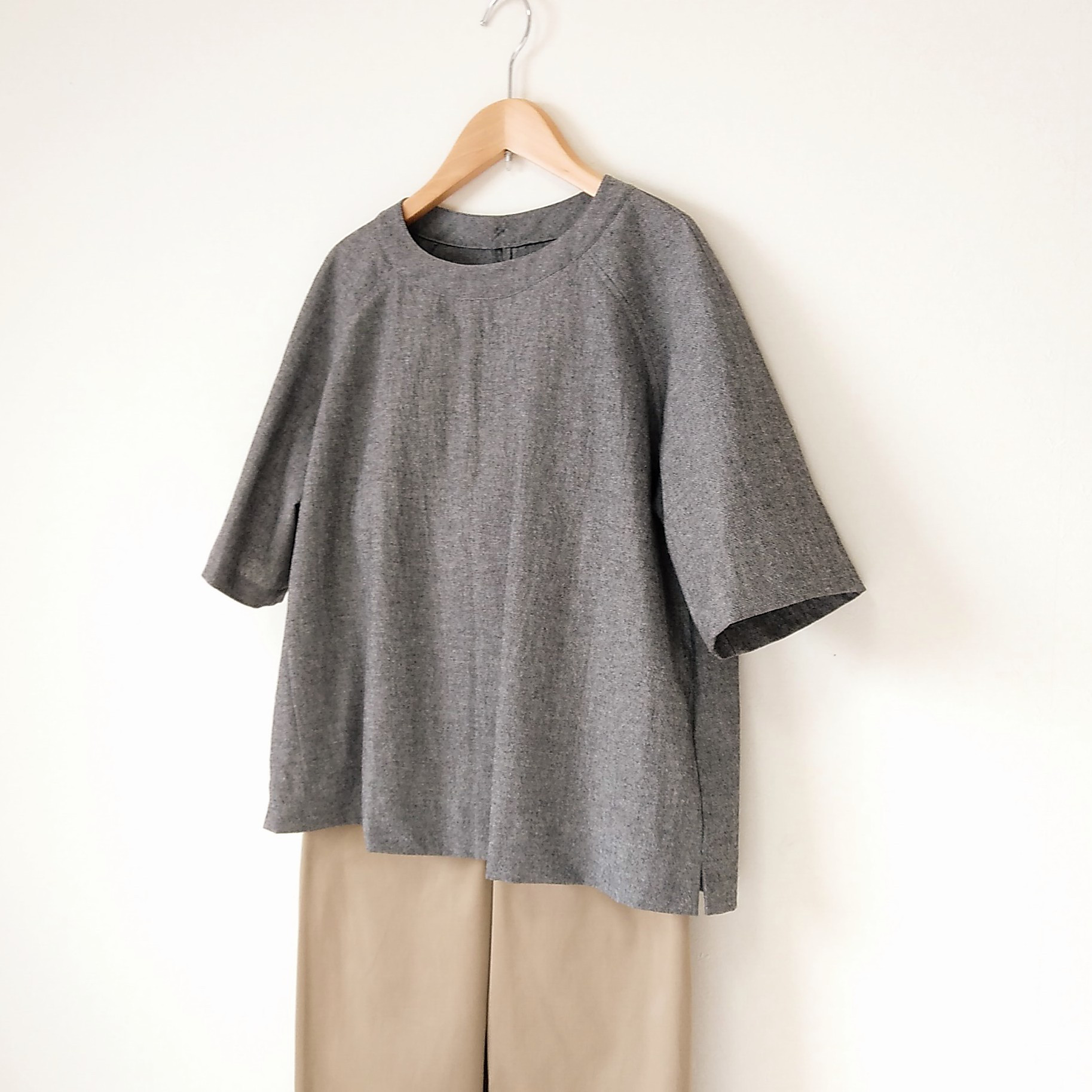 グッドラグランスリーブ 五分袖 グレー Ｍ～Ｌサイズ