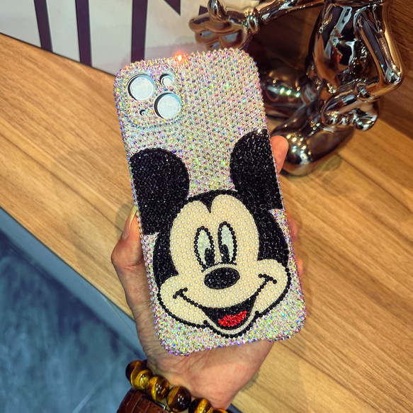 iPhoneケース、手作りの高級キラキララインストーンミッキー
