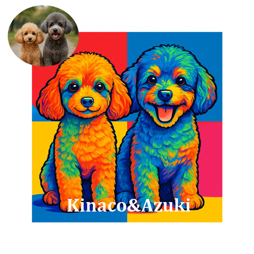 文字入れ無料 ポップアート ペット イラスト オーダーメイド 犬 猫