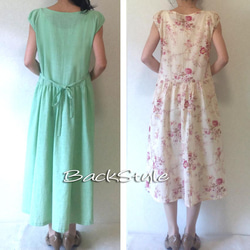 【張り合せなし型紙】 大人 プチパフ袖のワンピースN S~5L 3枚目の画像