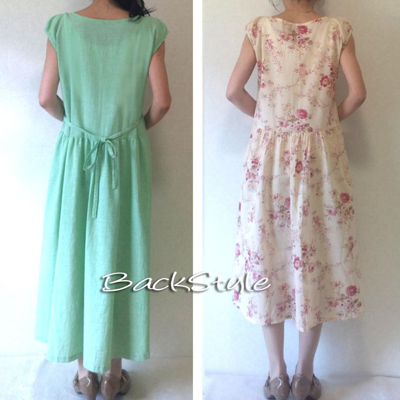 【張り合せなし型紙】 大人 プチパフ袖のワンピースN S~5L 3枚目の画像