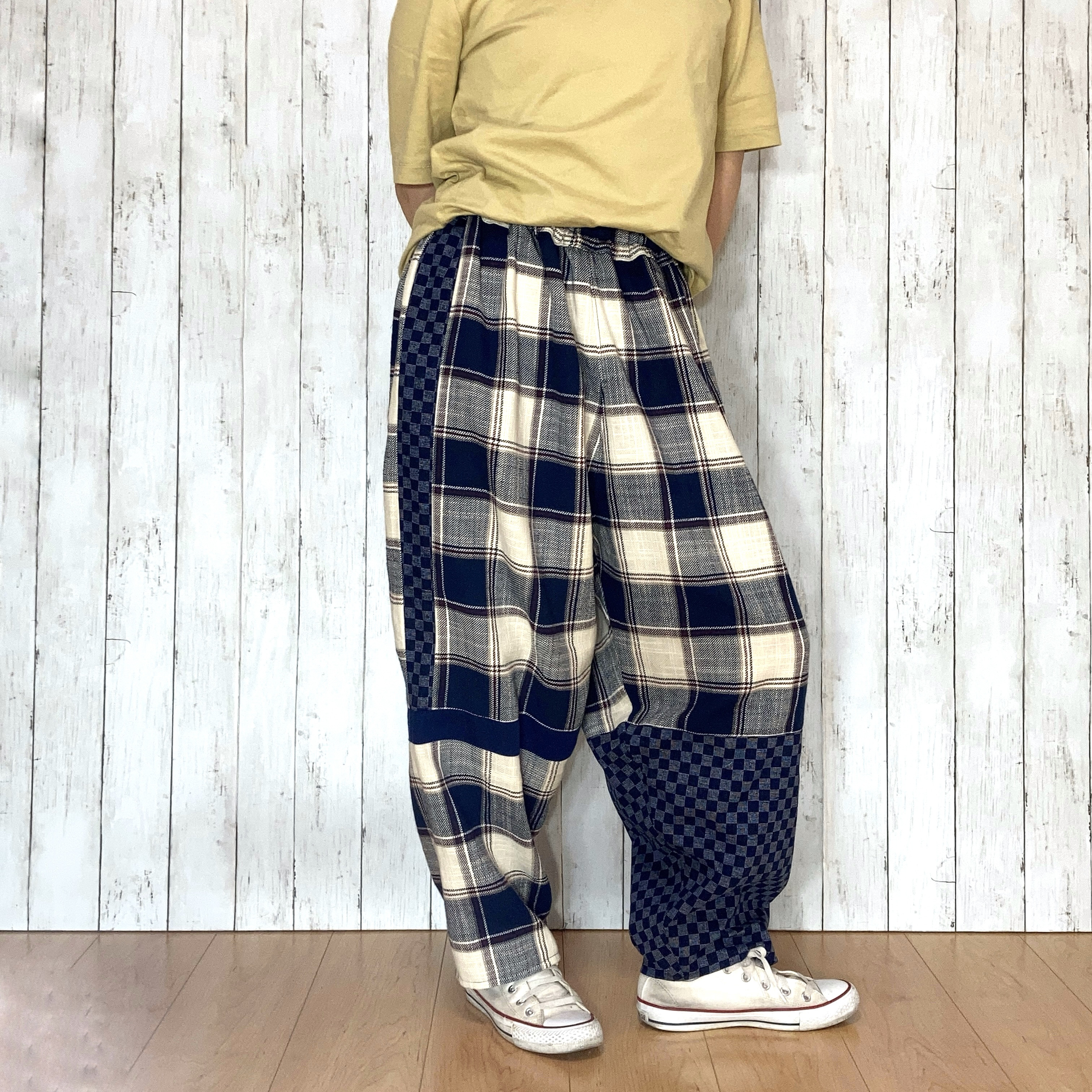 播州織チェックのゆったりパンツby花織［Y2528］ 6,390円