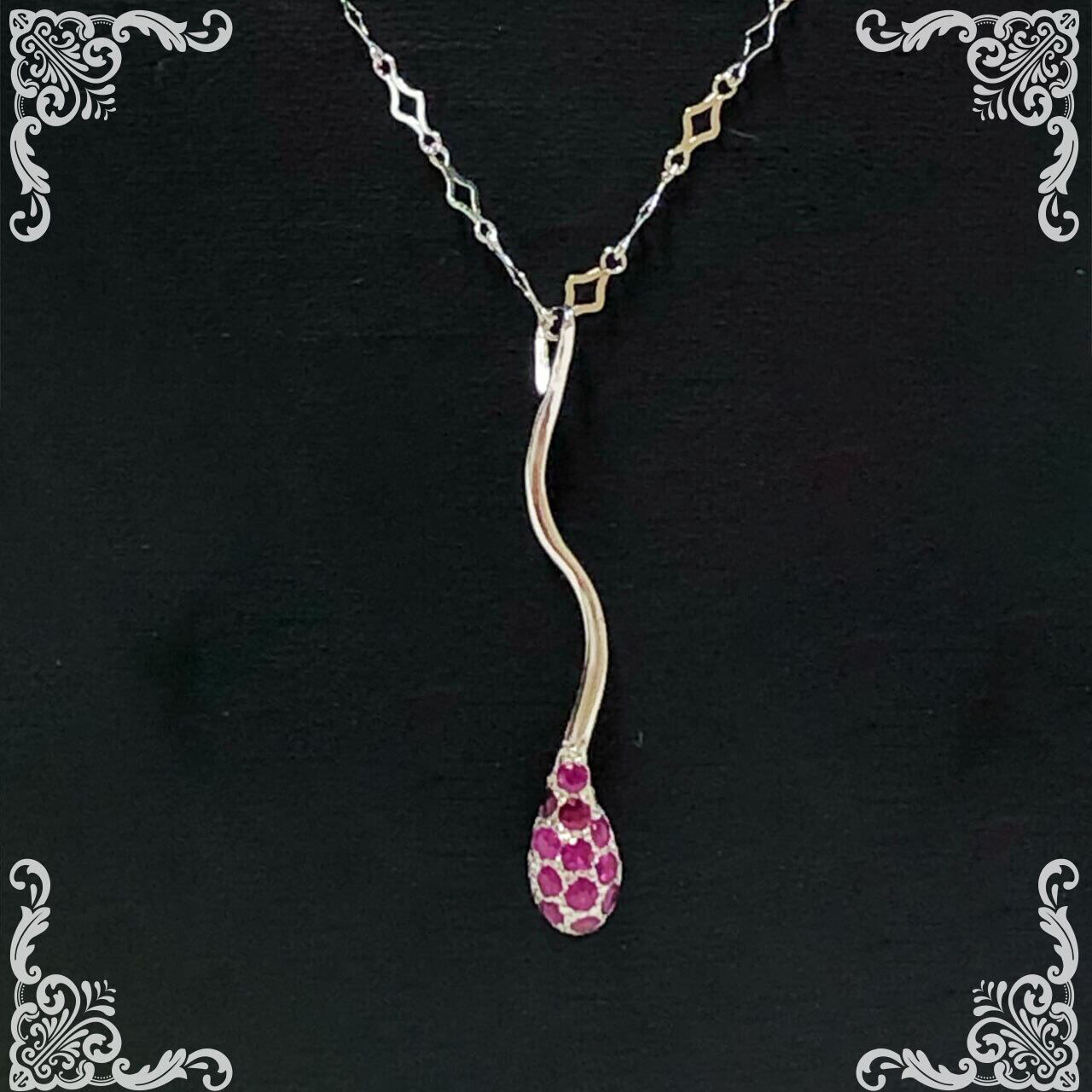 雨粒ペンダント／ルビー 〜しずくに宿る18の輝き〜