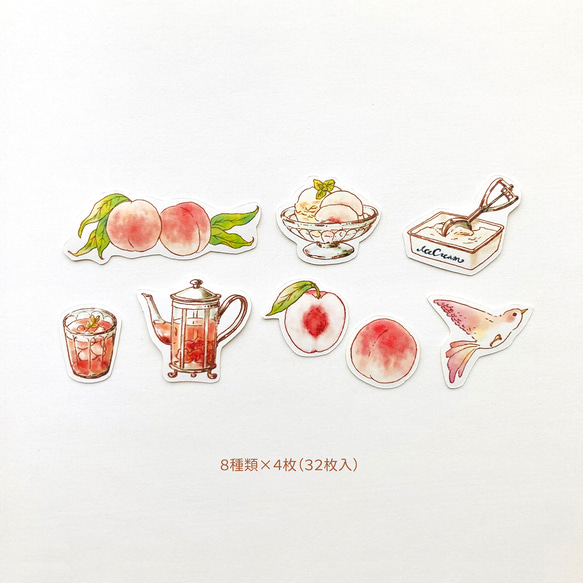PeachMelbaフレークシール｜桃と紅茶【32枚入】 3枚目の画像