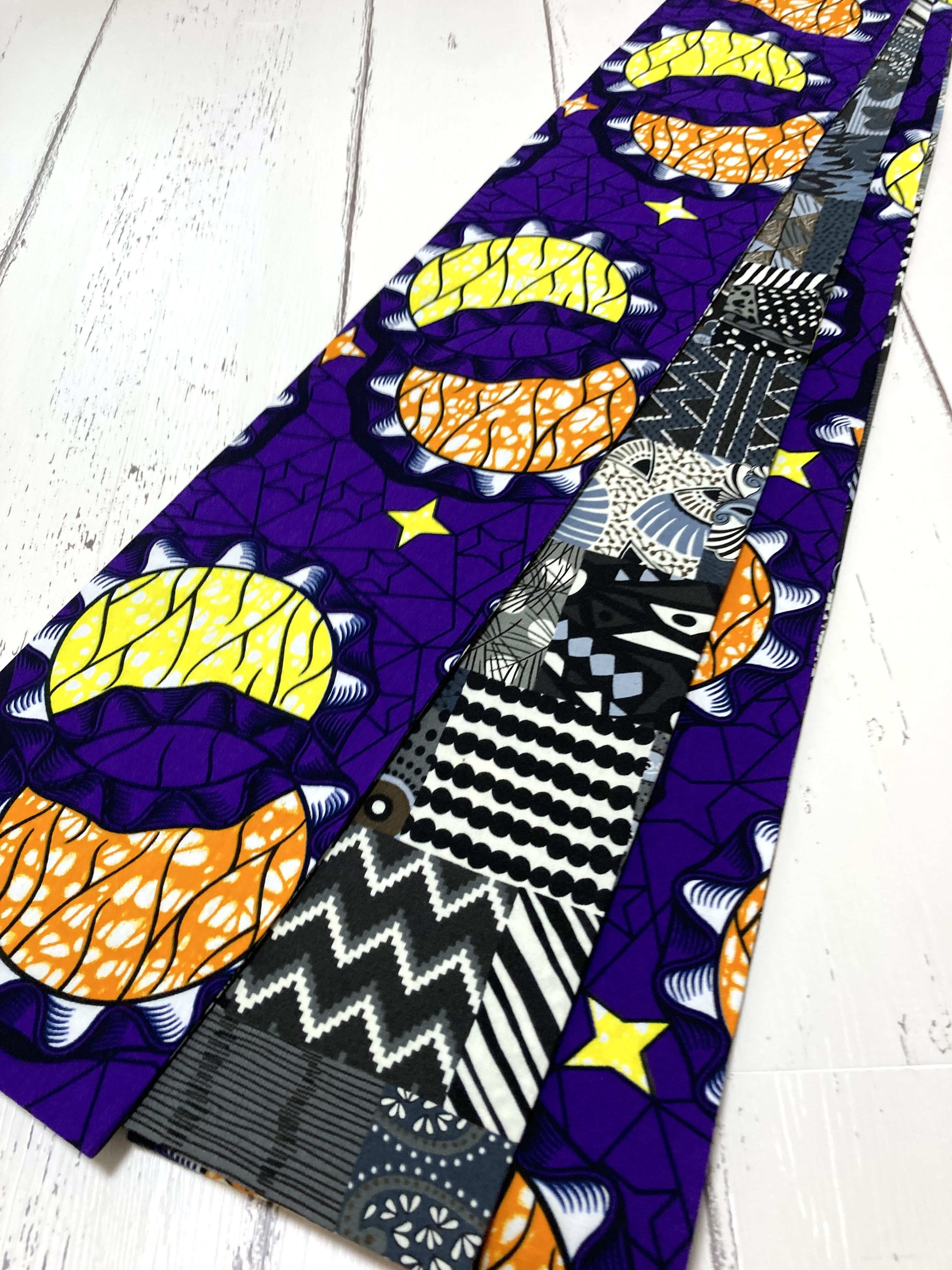 ♦︎新作♦︎半幅帯・アフリカンバティック【月夜のタンゴ(仮)】リバーシブル半幅帯・ルツボ・る壺＋＋＋