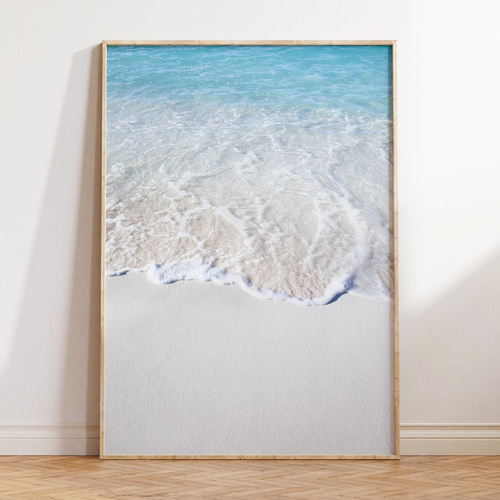 アートポスター 白い砂浜と透明な海 ビーチフォト 写真ポスター 北欧風