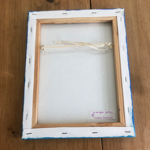 青-ネコ 」アクリル画 キャンバスF3 ネコの絵 原画 絵画