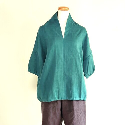 ダブルガーゼブラウス　〇グリーン「着た瞬間から気持ちいい」