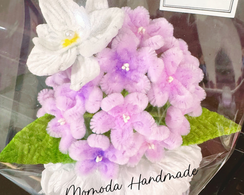 モールフラワー 小さなブーケ 薄紫色 紫陽花×胡蝶蘭 枯れない花