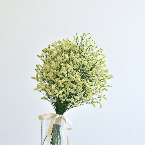 現品】HBスターチスのブーケ(イエロー 茎ミントグリーン染め) ドライ