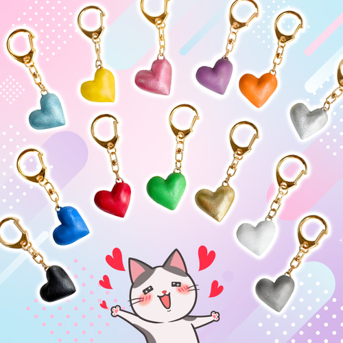 255 タッセルキーホルダー＊ぷっくりハート✨ハンドメイド✨ バッグチャーム ハート タッセル キーホルダー おしゃれ