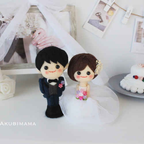 受注製作 幸せを運ぶウェディングフェルトドール wedding doll 結婚式