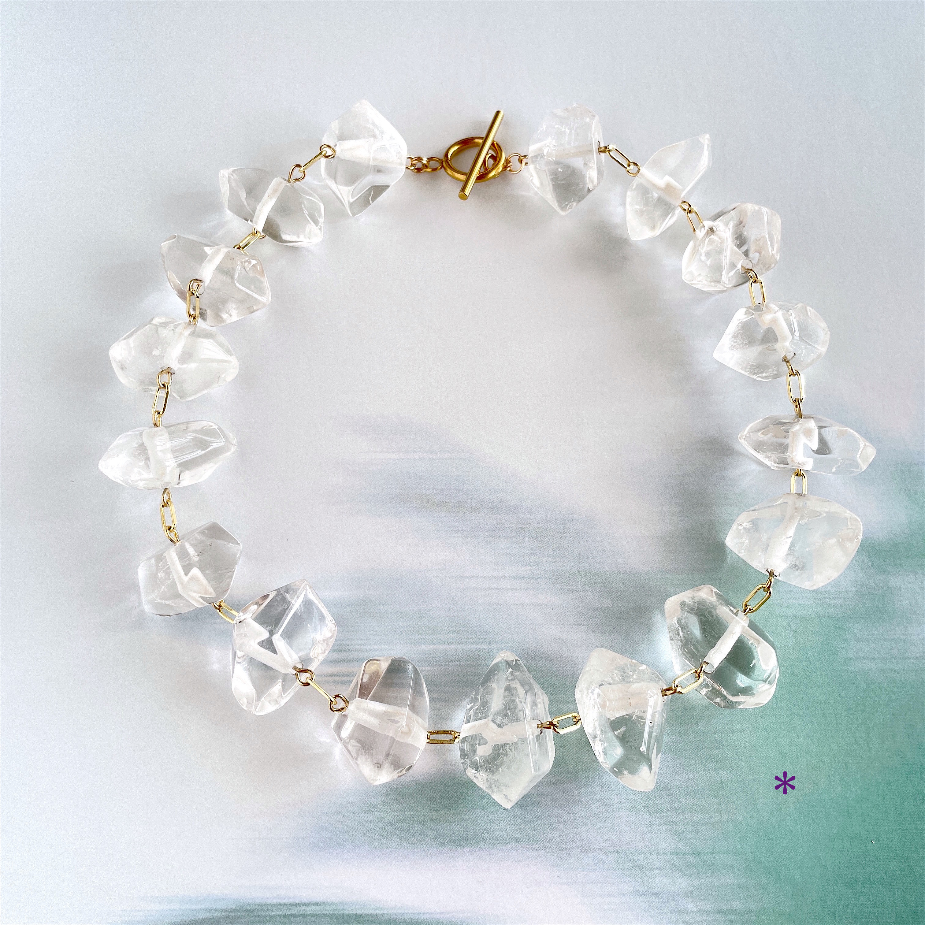 選べる ひんやり 氷の形のラフカット 水晶のチョーカー　K14gf
