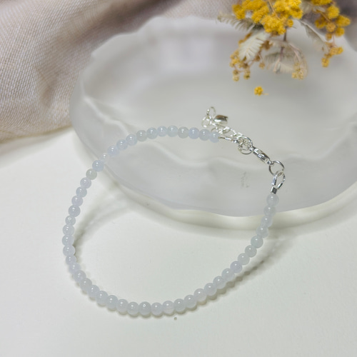 ハンドメイド品❣️ミャンマー産A貨翡翠　氷種鼓珠路路通ブレスレット 天然ミャンマー産A貨翡翠（ヒスイ） ラベンダー色の路路通