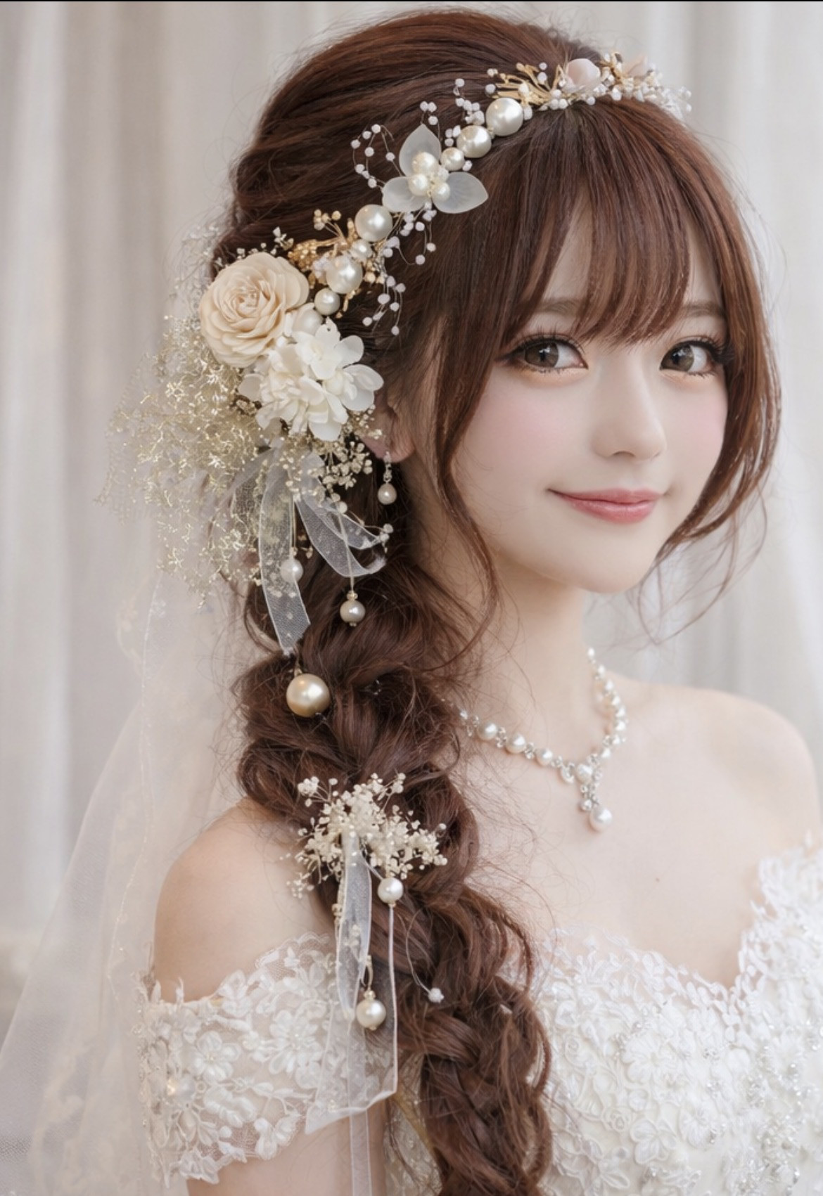 パールガーランド☆ピック☆和玉☆結婚式☆白無垢☆和玉☆ちりめん玉