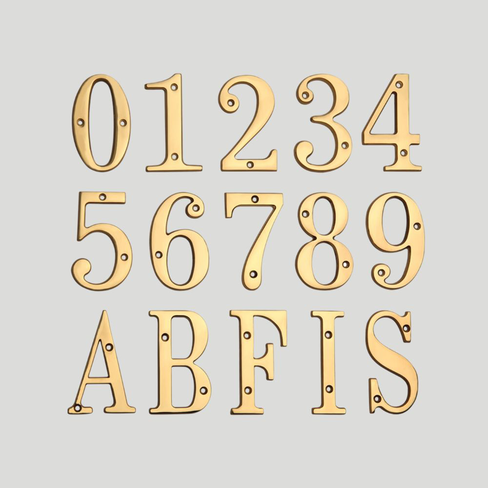 真鍮風 立体ハウスナンバー 数字・アルファベット表札 玄関・外構用
