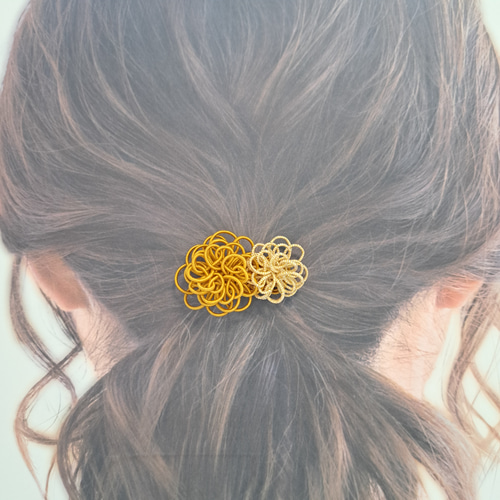 水引 ヘアゴム ピンポンマム 金茶・金 和風髪飾り 和装 着物 浴衣 ヘア