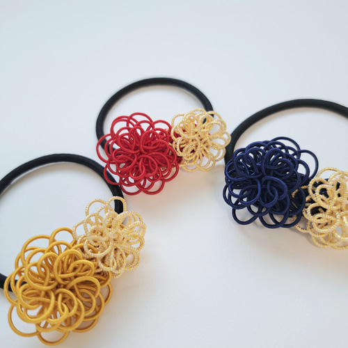 水引 ヘアゴム ピンポンマム 金茶・金 和風髪飾り 和装 着物 浴衣 ヘア