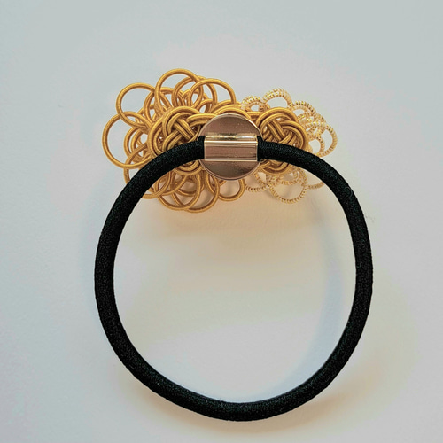 水引 ヘアゴム ピンポンマム 金茶・金 和風髪飾り 和装 着物 浴衣 ヘア